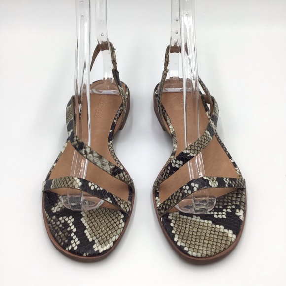 New Madewell Heidi snake print leather slingback sandals style AM214 womens 6.5 - Picture 3 of 11
